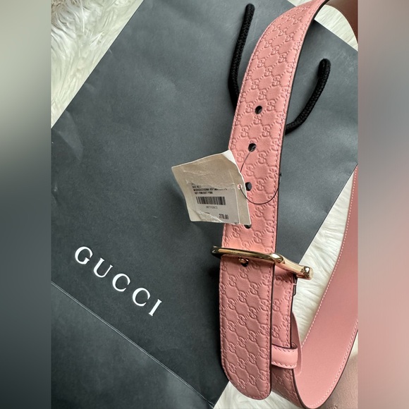 AUTHENTIC GUCCI NWT SOFT PINK BUCKLE BELT - Picture 5 of 17